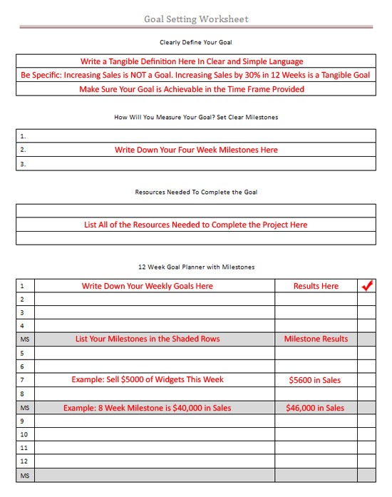 Goal Setting Worksheet - Personal Success Today